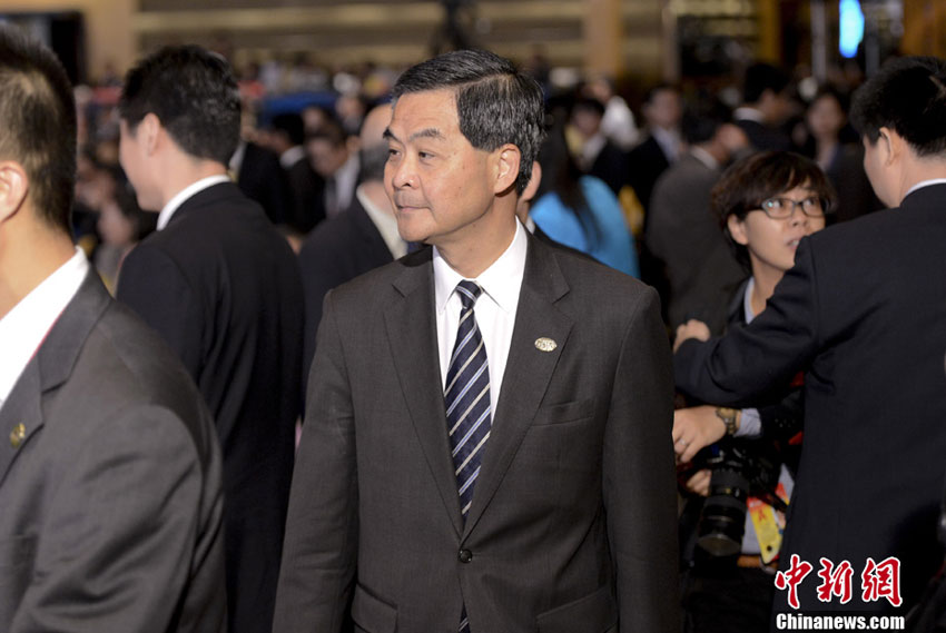 2013年4月7日，香港特首梁振英出席博鳌亚洲论坛2013年年会。图片：中新社发（摄影：廖攀）