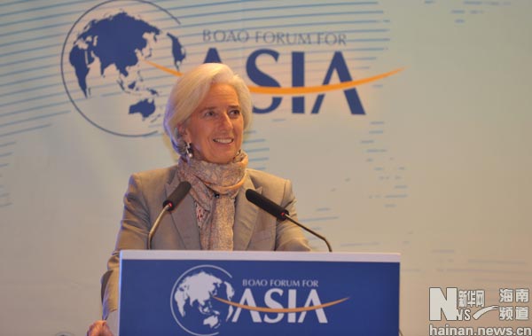 2013年4月7日，国际货币基金组织总裁拉加德在发表演讲。摄影：新华社记者  赵颖全