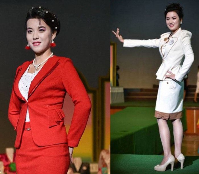 图揭秘平壤年度时装秀:朝鲜美女穿高跟鞋涂大