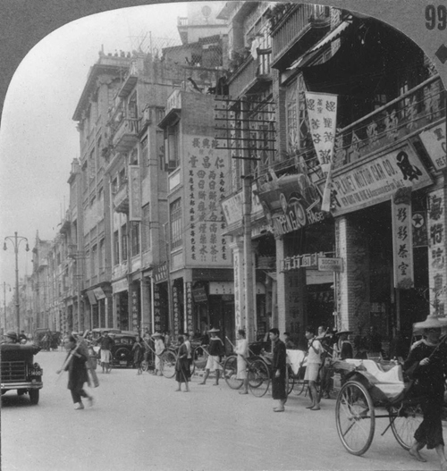 广州街景。上世纪30年代广州就有了出租车。中国驻美大使馆供图。