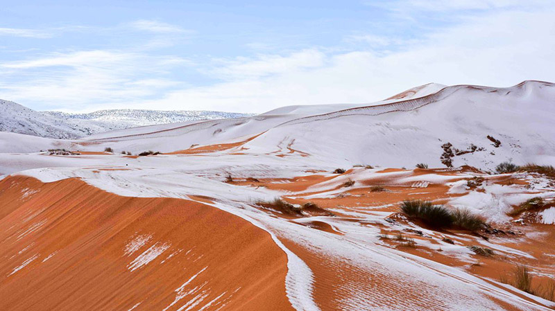 银装素裹的撒哈拉沙漠 四十年内第三次降雪