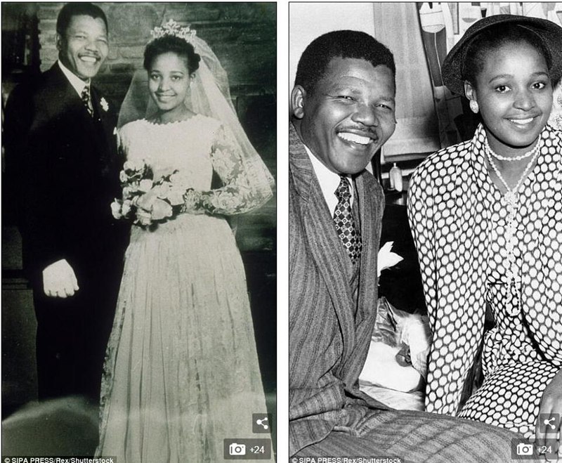 1958年，温妮与曼德拉结婚。图为婚礼上的二人。