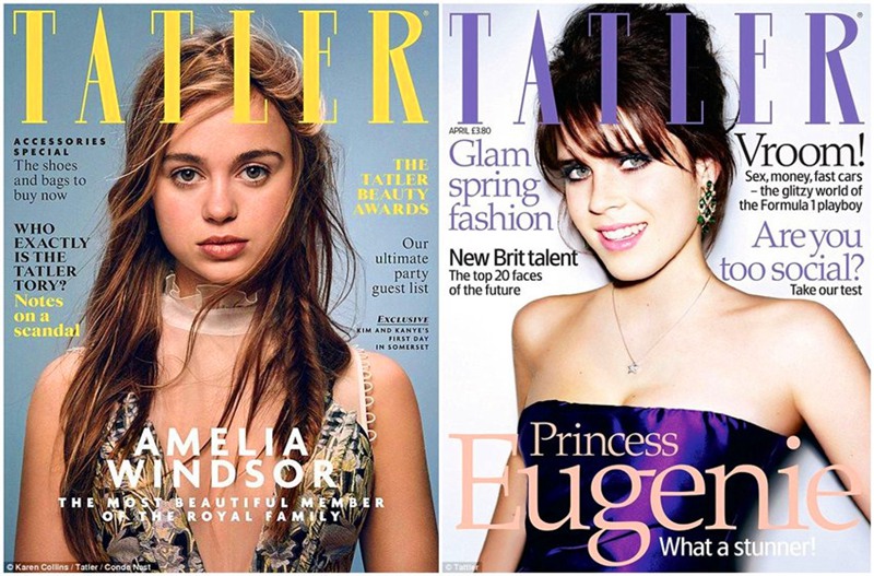 女王堂弟的孙女阿米莉亚・温莎（左图）以及尤金妮公主（右图）分别于2016年和2008年选入杂志封面。