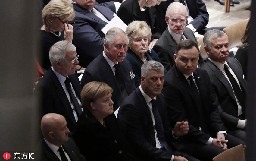 德国总理默克尔、英国查尔斯王子等多国政要出席葬礼。（图为东方IC版权作品 请勿转载）