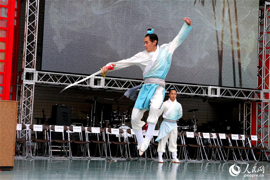 “2019中国节”舞台上表演的中国武当功夫。