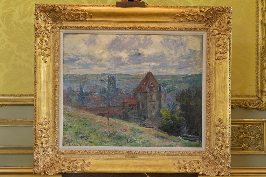 莫奈印象派油画Dieppe在法国拍卖会上展出
