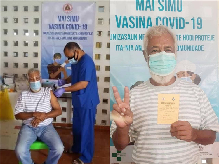 东帝汶开国总统接种中国疫苗。中国驻东帝汶大使馆供图。