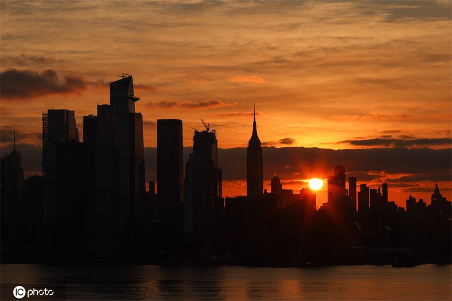 美国纽约日出 曼哈顿晨景壮观