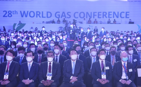 韩国总统尹锡悦出席第28届世界天然气大会。韩国总统府供图