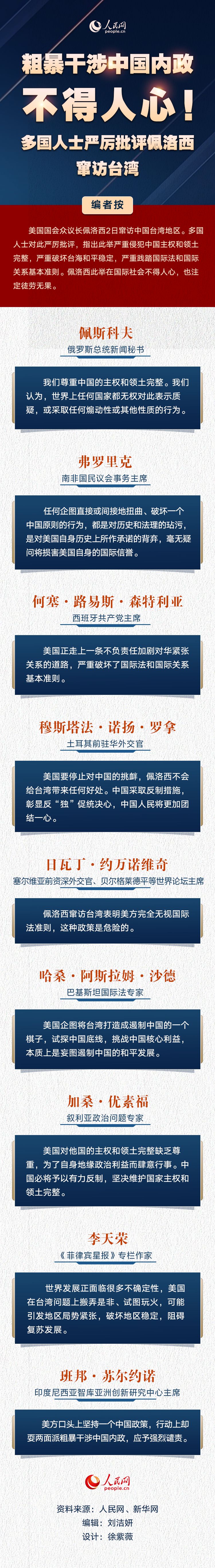 图解：粗暴干涉中国内政不得人心！多国人士严厉批评佩洛西窜访台湾