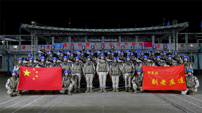 纪念“刘老庄连八十二烈士殉国80周年”活动维和步兵营画面。中国第九批赴南苏丹（朱巴）维和步兵营供图