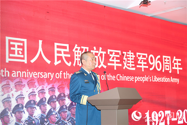 中国驻蒙古国使馆国防武官包玉海致辞。东谈主民网记者 霍文摄