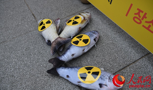 韩国环境团体反对核污染水排海宣传物。人民网 裴�赇ㄉ�