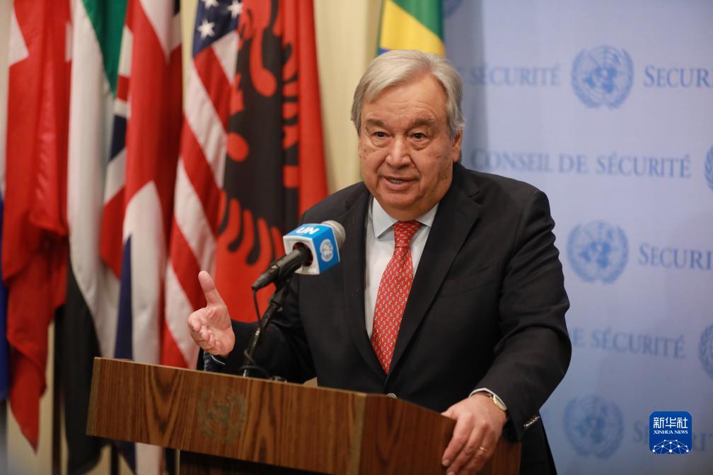 11月27日，联合国秘书长古特雷斯在纽约联合国总部向记者讲话。新华社记者 谢锷 摄
