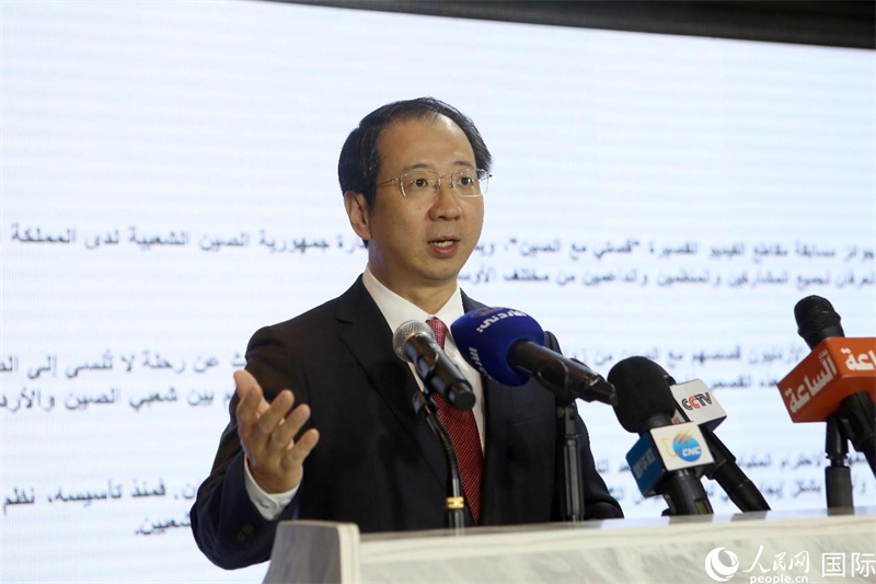 中国驻约旦大使陈传东致辞。人民网 纳达尔·达乌德摄