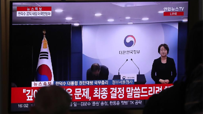 韩国代总统韩德洙宣布辞职