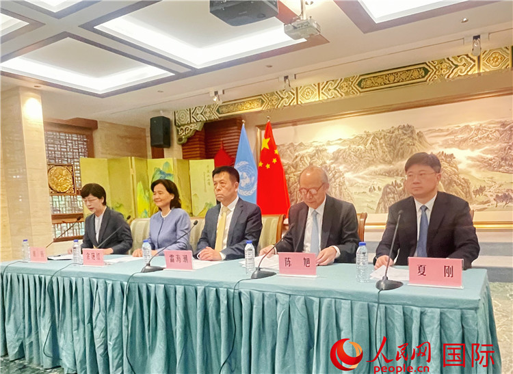 出席世界卫生大会的中国代表团17日在瑞士日内瓦举行媒体吹风会。人民网记者 刘赫摄