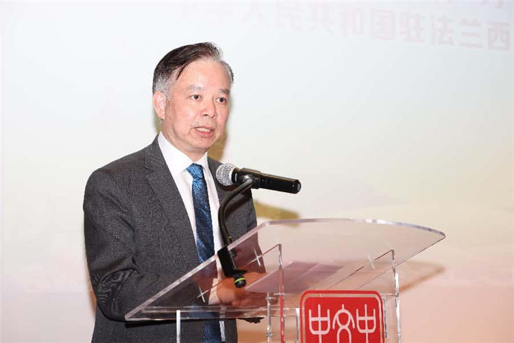 中国驻法国大使馆公使陈力致辞。主办方供图