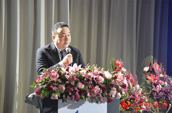 交通银行约翰内斯堡分行行长王继东在推介会上发言。人民网 刘畅摄
