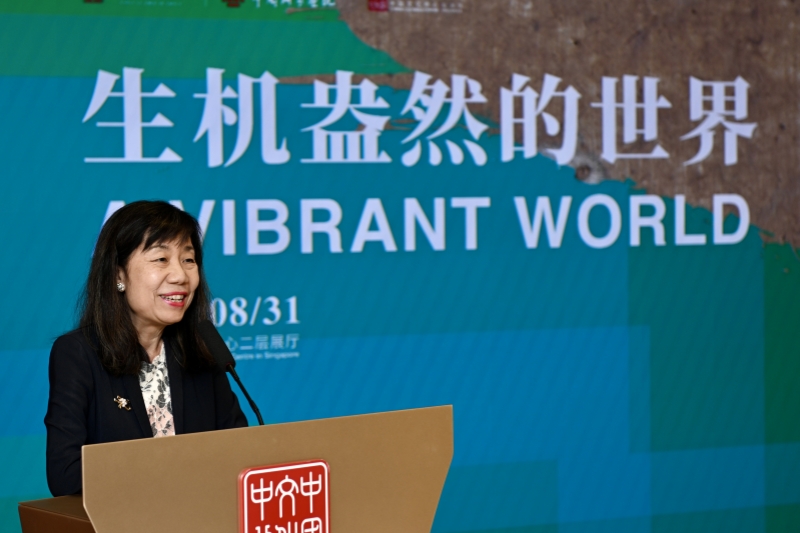 新加坡驻联合国教科文组织大使陈慧致辞。新加坡中国文化中心供图