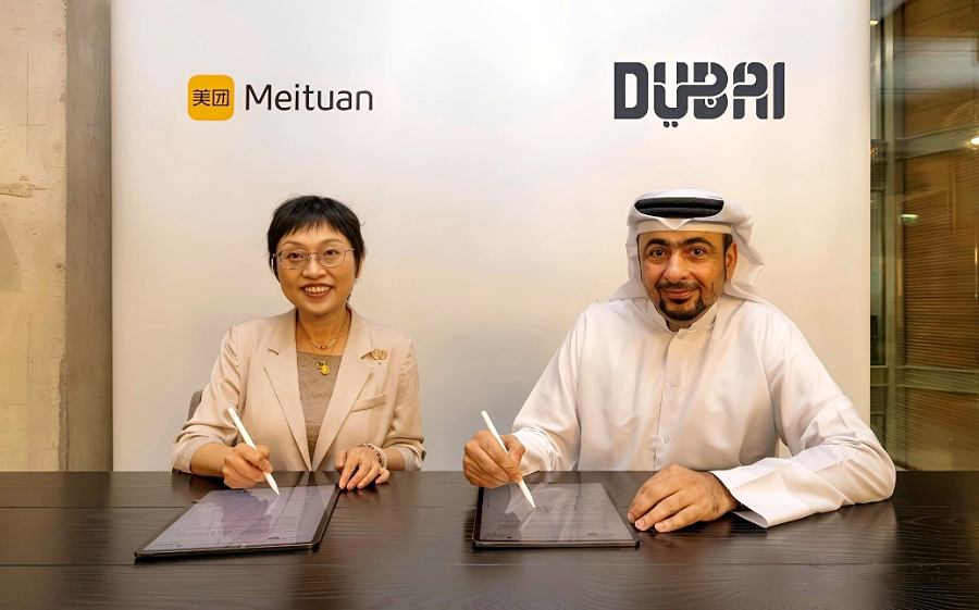 迪拜经济和旅游部同美团签署战略合作备忘录。迪拜经济和旅游部供图