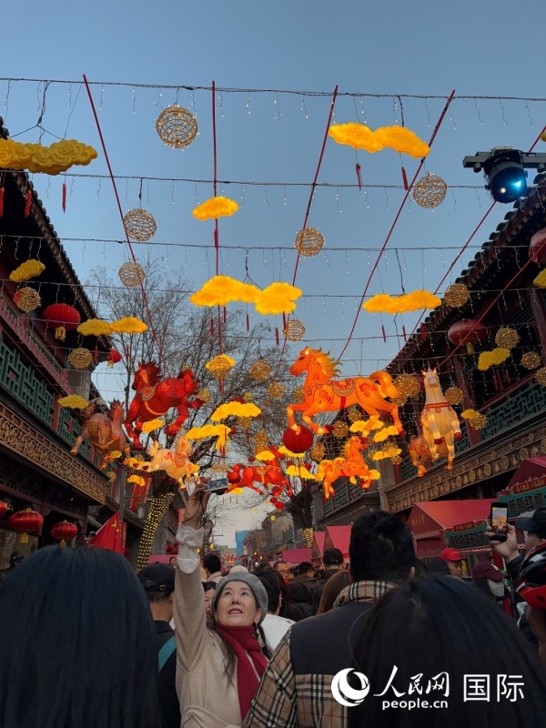 2026年2月19日，北京厂甸庙会现场布置的各式灯组。人民网 马康美摄