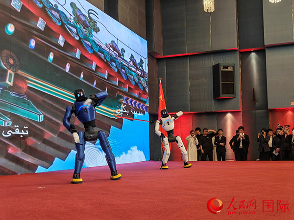 中国机器人在现场进行表演。人民网记者 任皓宇摄