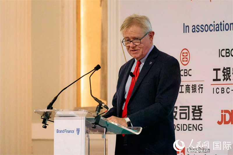 品牌金融集团创始人兼董事长戴维·黑格发表讲话。杨浩鹏摄