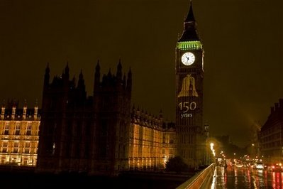 英国激光透射祝福语+庆祝大本钟150岁生辰(图