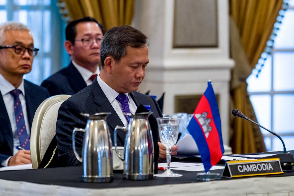 7月28日，柬埔寨首相洪玛奈在马来西亚总理官邸出席泰柬两国边境局势特别会议。新华社发（马来西亚总理府供图）