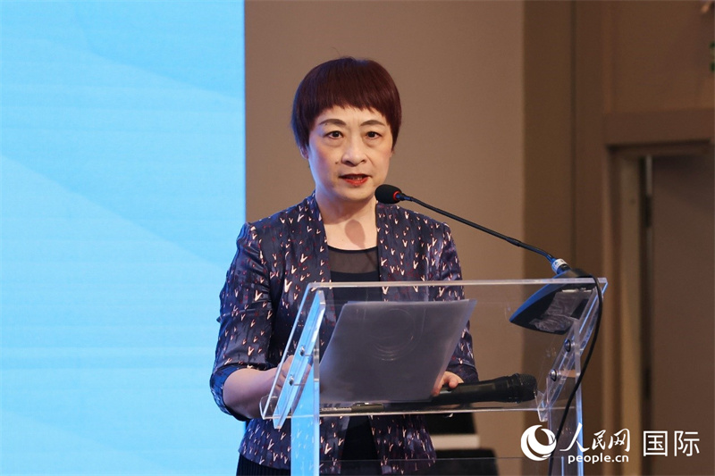 中国驻里约热内卢总领事田敏在第三届中国-巴伊亚州合作论坛开幕式上致辞。人民网记者 陈海琪摄