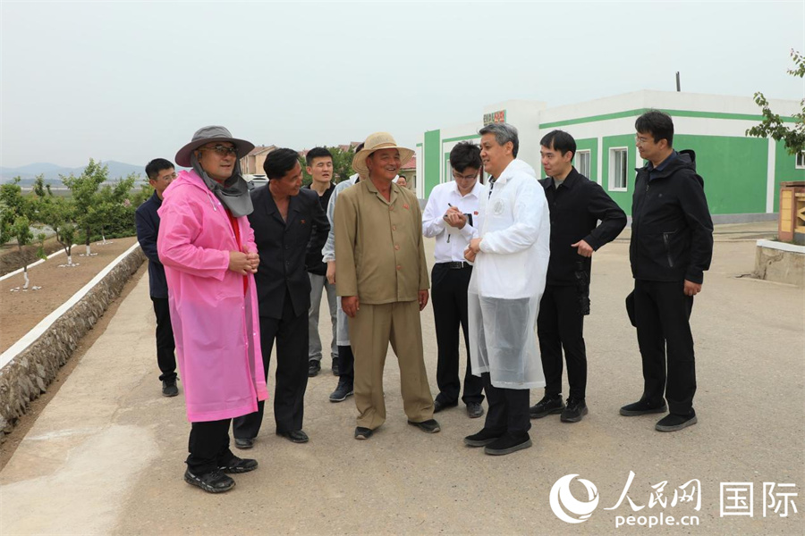中国驻朝鲜使馆赴中朝友好宅庵合作农场开展支农活动。 人民网记者 刘融摄