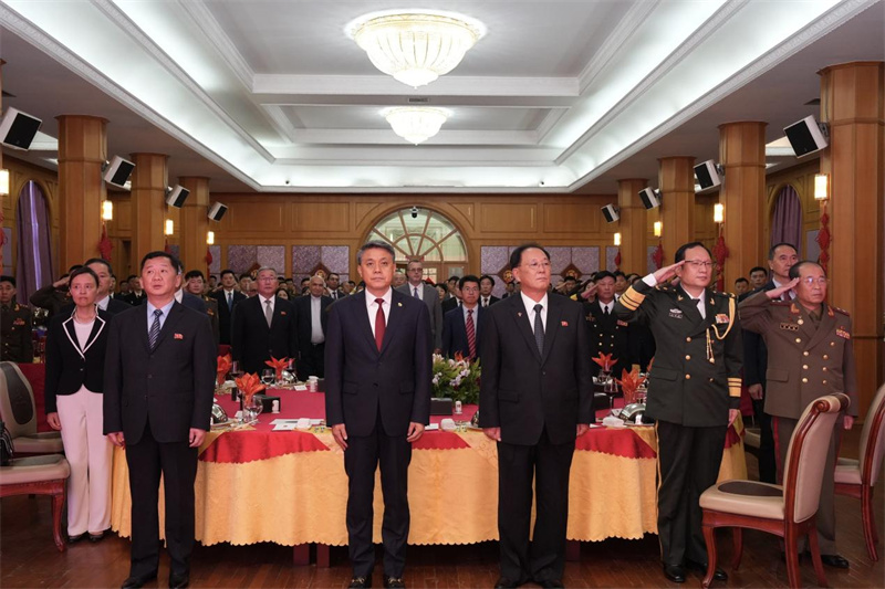 当地时间7月28日,中国驻朝鲜使馆举行庆祝中国人民解放军建军99周年招待会。中国驻朝鲜使馆供图