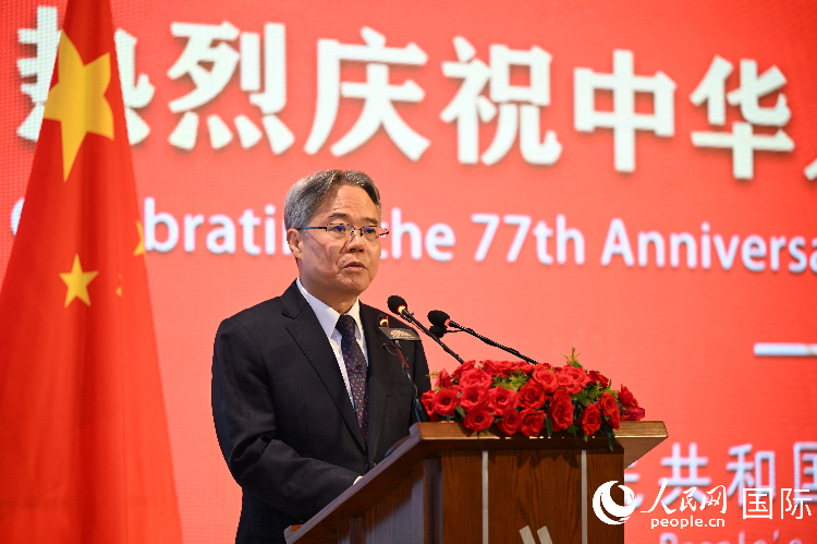 中国驻巴基斯坦大使在招待会上致辞。人民网记者 汉南·吉拉尼摄