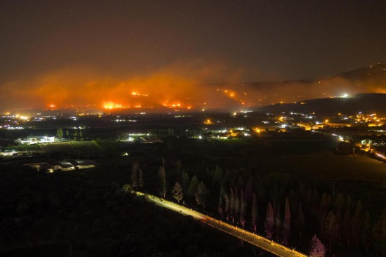 这是7月3日拍摄的土耳其伊兹密尔省厄代米什的森林火灾现场。新华社发（穆斯塔法·卡亚摄）