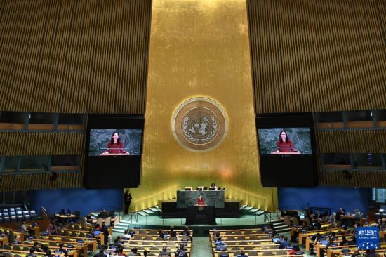 　　9月29日，在位于纽约的联合国总部，第80届联大主席贝尔伯克在发表联合国大会一般性辩论闭幕致辞。新华社记者李睿摄