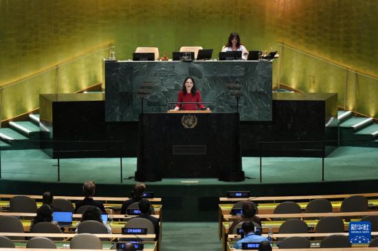 　　9月29日，在位于纽约的联合国总部，第80届联大主席贝尔伯克在发表联合国大会一般性辩论闭幕致辞。新华社记者李睿摄