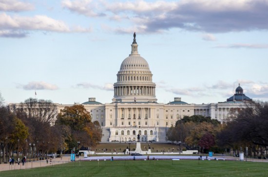 这是11月10日在美国首都华盛顿拍摄的美国国会大厦。新华社记者胡友松摄