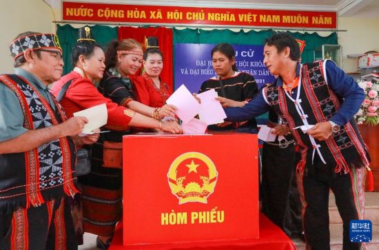 3月15日,选民在越南河内参加投票。新华社/越通社