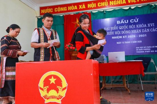 3月15日,选民在越南河内参加投票。新华社/越通社