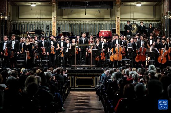 这是3月25日在匈牙利布达佩斯李斯特音乐学院拍摄的中匈友好交流音乐会现场。新华社发(鲍洛格·达维德摄)