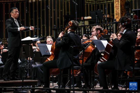 这是3月25日在匈牙利布达佩斯李斯特音乐学院拍摄的中匈友好交流音乐会现场。新华社发(鲍洛格·达维德摄)