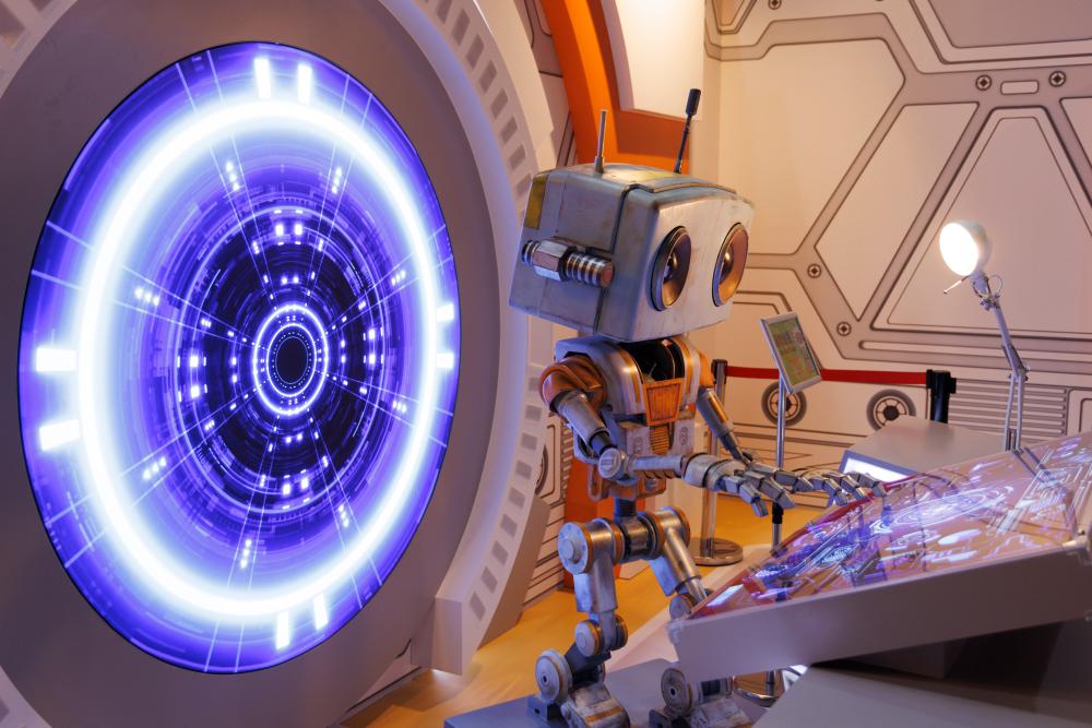 2025年6月28日在中国科学技术馆《Project X：星际友好计划》航天科幻扩展现实（XR）大空间体验展拍摄的人工智能机器人星启8号。新华社记者金立旺摄